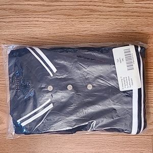 American Cottons Short-sleeved Golf Shirt 100% Cotton Pique 3X Navy & White